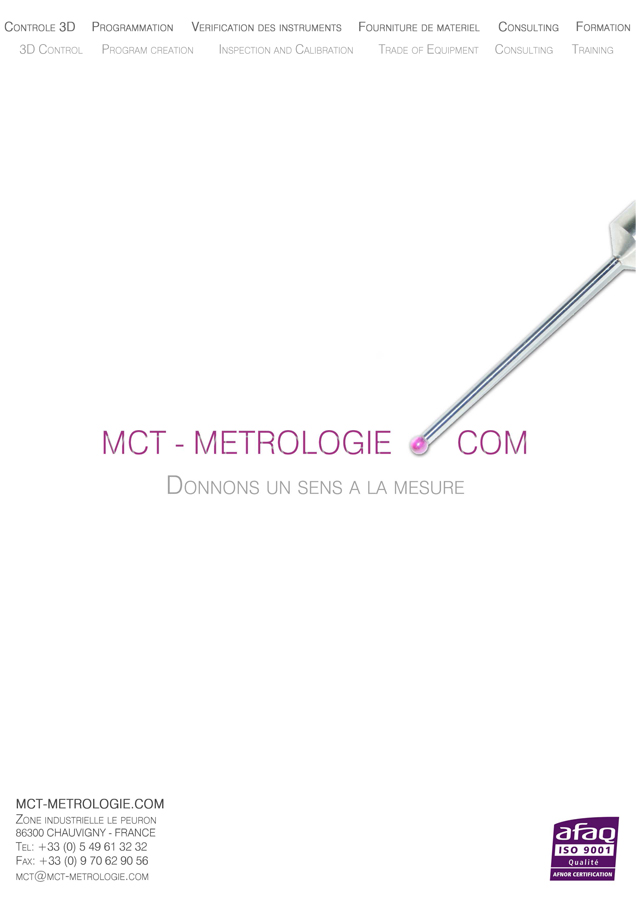 Retrouvez toutes les activités de la société MCT Métrologie